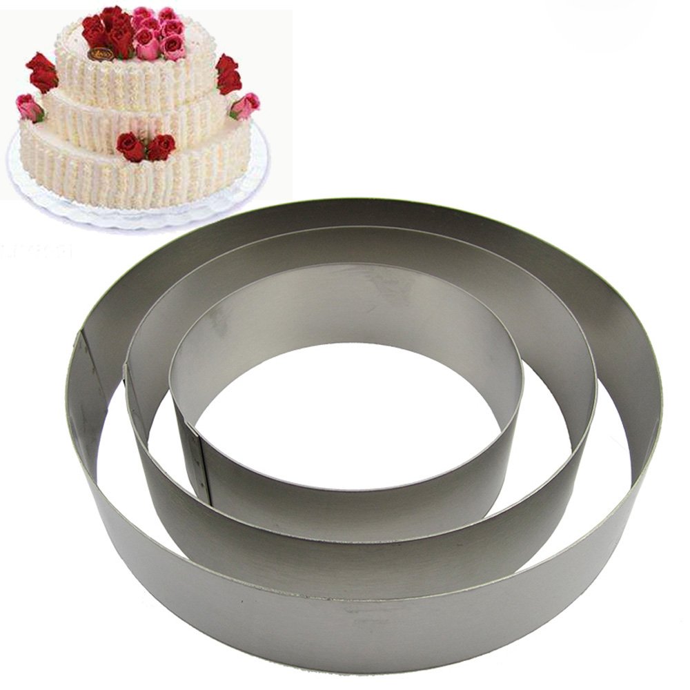 TAMUME Stainless Steel Round Cake Tin Set - Ideal for Wedding & Dessert Moulds