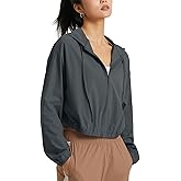 Wyeysyt Women's UPF 50+ UV Sun Protection Cropped Jackets Athletic Running Workout Zip Up Hoodie Outdoor Jackets