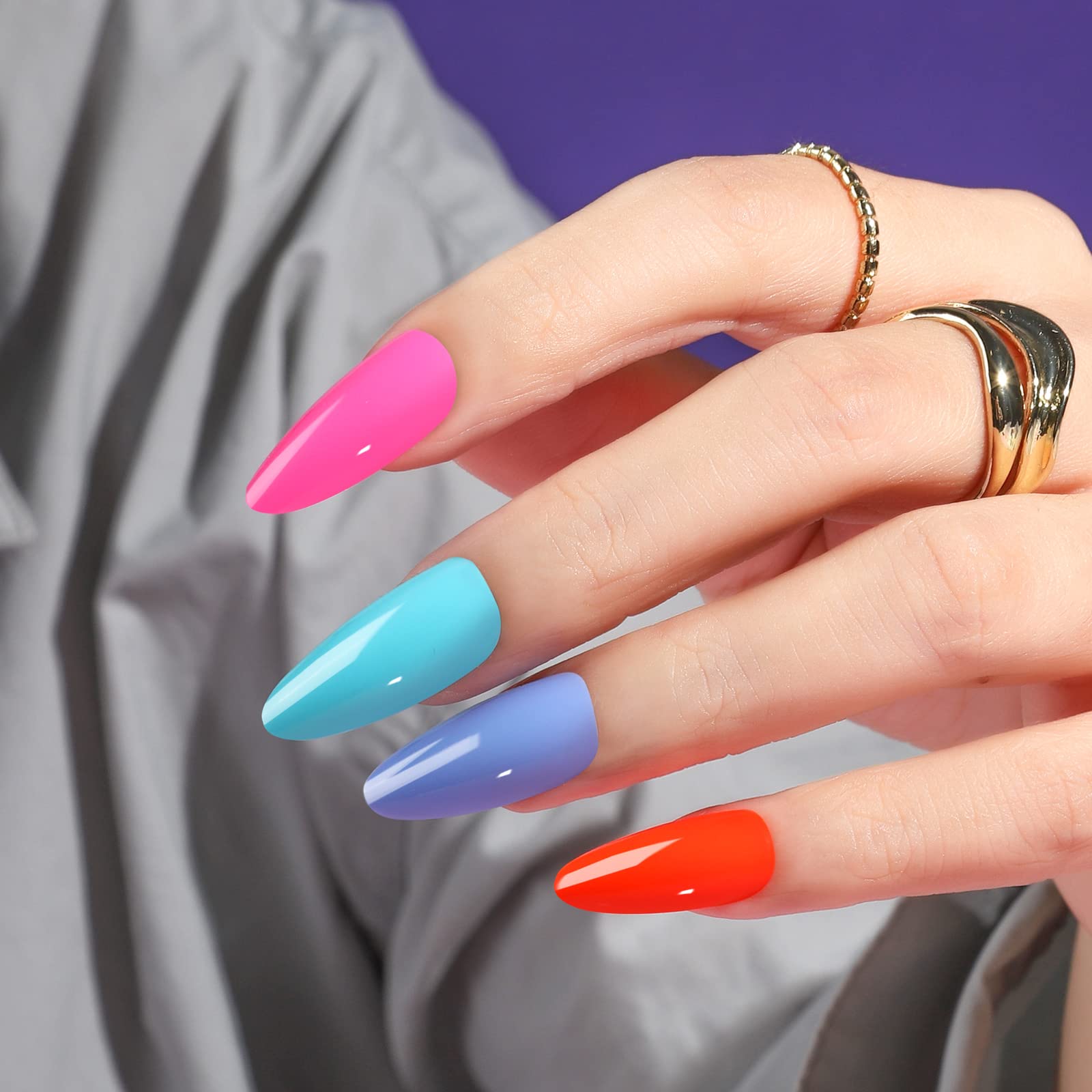 FANDAMEI Press on Nails, 24 Colors 576PCS Press on Nails Almond, Medium Acrylic Fake Nails Full Cover, Natural Press on Nails Glossy, False Nails with Nail Glue - Image 4