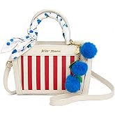 Betsey Johnson Crossbody Bag with Attached Charm, Dual Compartment, Adjustable Strap, 8x6 Inch