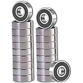 SHKI 20 Pcs 608 2RS Ball Bearings – Bearing Steel and Double Rubber Sealed Miniature Deep Groove Ball Bearings (8mm x 22mm x 