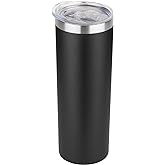 HASLE OUTFITTERS 20 oz Skinny Tumbler, Stainless Steel Insulated Slim Tumbler with Lid, Reusable Double Wall Travel Coffee Mug, Durable Powder Coated Travel Water Cup(Black, 1)