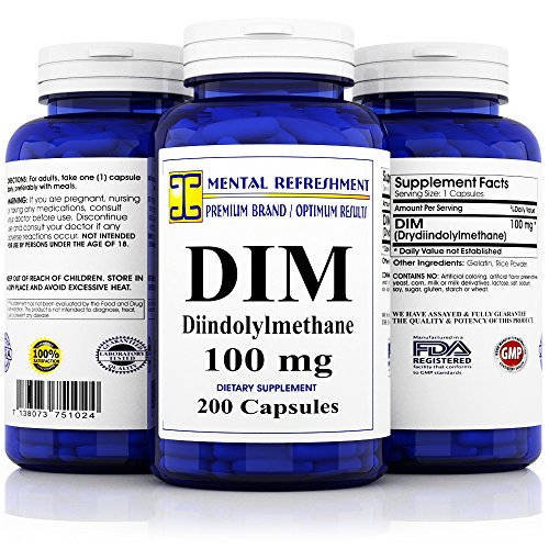 Mental Refreshment: DIM 100mg, 200 Capsules - (Diindolylmethane) (1 Bottle) Mental Refreshment: DIM 100mg, 200 Capsules - (Diindolylmethane) (1 Bottle)