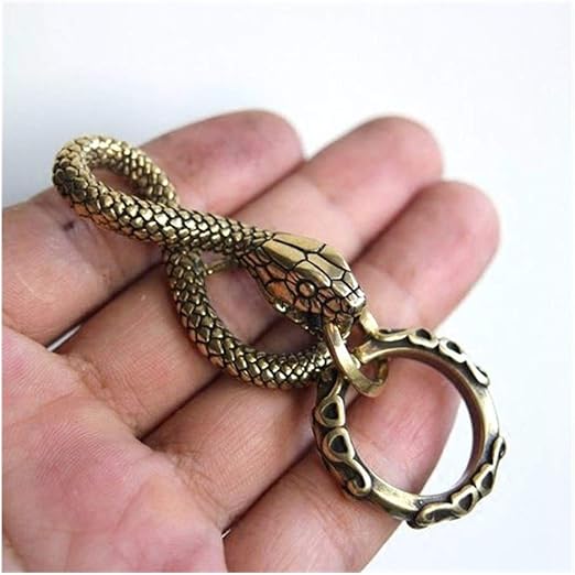 LUOSI Solid Brass Vintage Snake Key Chain Key Ring Waist Hook Keychains