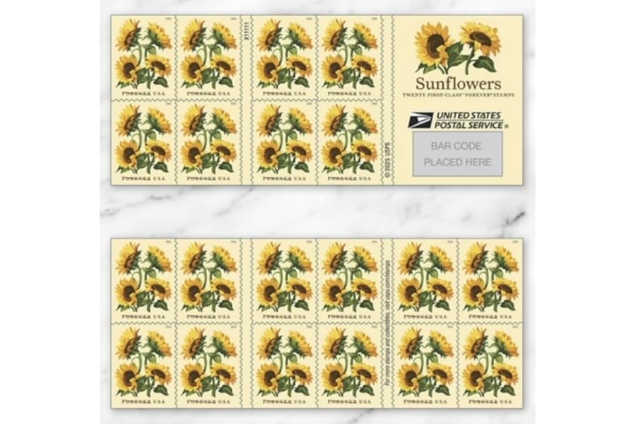 Sunflowers 2026 (Book of 20) Flowers First-Class Mail Forever Postage Stamps