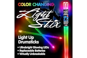 OFG PRODUCTS OFG Color Change Light Stix, LED Drumsticks: Motion Activated, Ultrabright Glowing LEDs, Changes Color Every Beat, Ideal for All Drummers and Kits