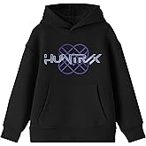 Kpop Demon Hunters HuntrX Logo Shiny Glow Boys Black Long Sleeve Hoodie