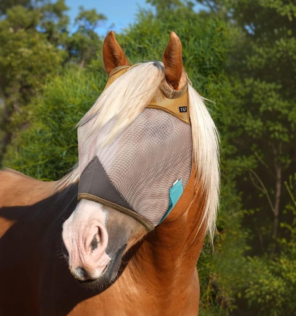 Photo 1 of Fly Masks for Horses, 70% Uv-Block, Breathable Fly Mask for Equines, Durable, Comfortable Fit for All-Day Protection, Horse Size (Horse Fly Mask, Standard)
