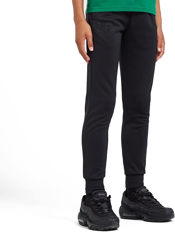 UA Armour Fleece Joggers Pantalones de deporte para niños, cálidos y cómodos pantalones para niño para el invierno, color negro/negro