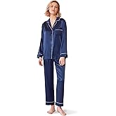 SIORO Silk Satin Pajamas Set for Women Long Sleeve Sleepwear Pj Set Button Down 2 Piece Soft Loungewear S-XL