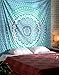 RAJRANG Large Mandala Tapestry for Bedroom and Living Room Wall Hanging Cotton Tapestries (Sea Green, Ombre, 90x84 Inch, Queen size)