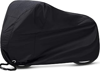 Ohuhu Fahrradgarage, Fahrradabdeckung Wasserdicht 210T Nylon-Gewebe Hochwertige Fahrradgarage Plane Wasserfest 200 x 110 x 70 cm Fahrrad schutzhülle mit Beutel, Schwarz