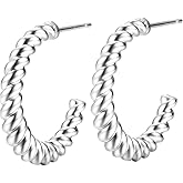 Twisted Rope Hoop Earring for Women Huggie Half Hoop Earrings