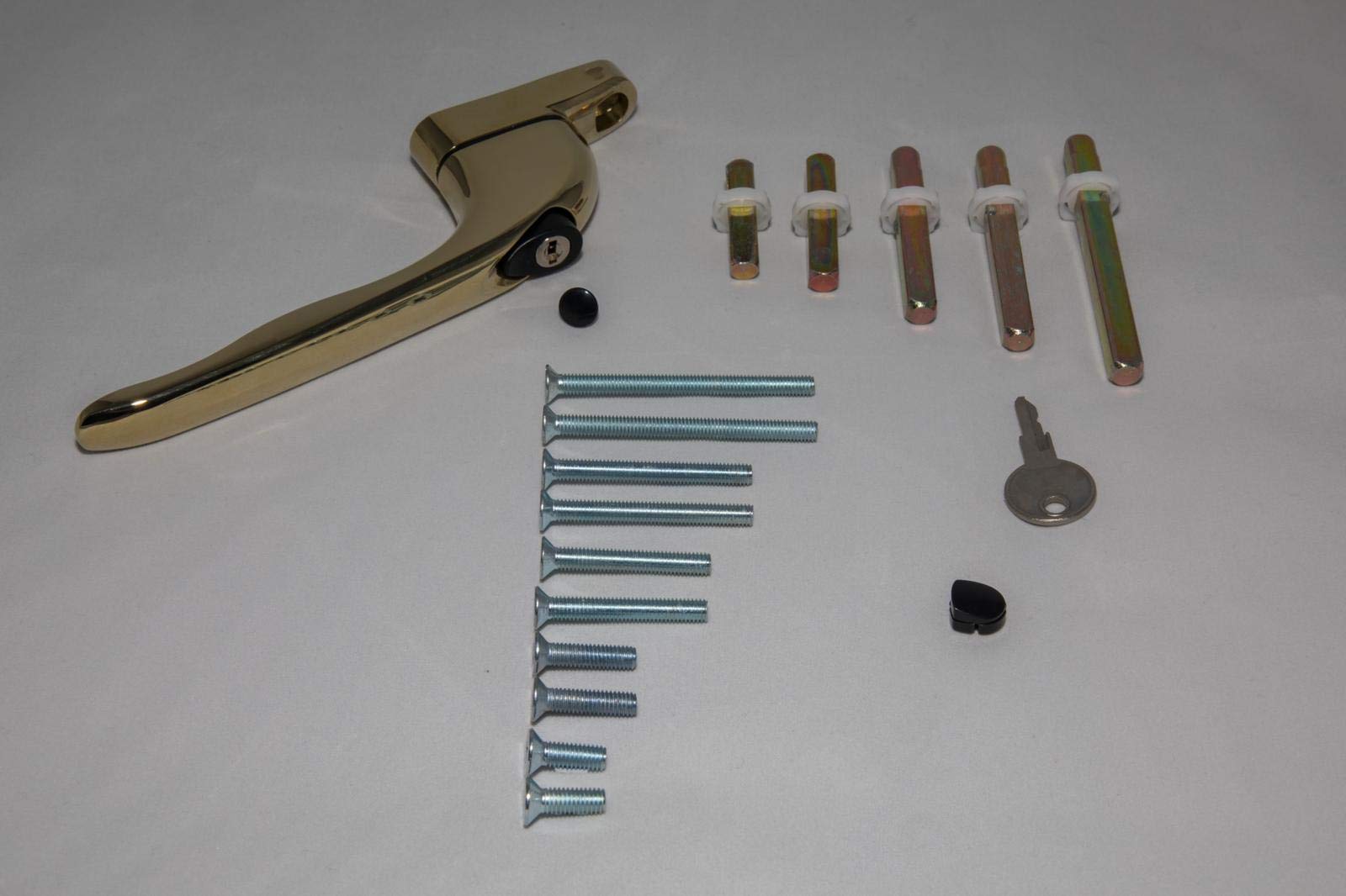 1st Time Fix UPVC Universal Espag Lockable Double Glazing Window Handle Multi Spindles & Screws (Gold)