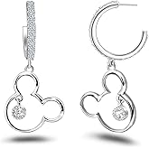Mouse Earrings for Women Sterling Silver White Gold Mouse Open Hoop Earrings Sparkling CZ Lucky Cute Mini Stud Earrings Animal Fashion Hypoallergenic Princess Jewelry Gifts for Daughter Birthday