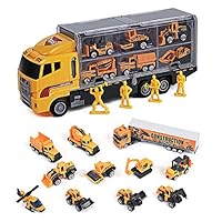 Toyard Toys for Boy and Girl, Toy Truck Car 11 in 1 Die Cast Engine Construction Car Truck Play Vehicle for Boy Gifts