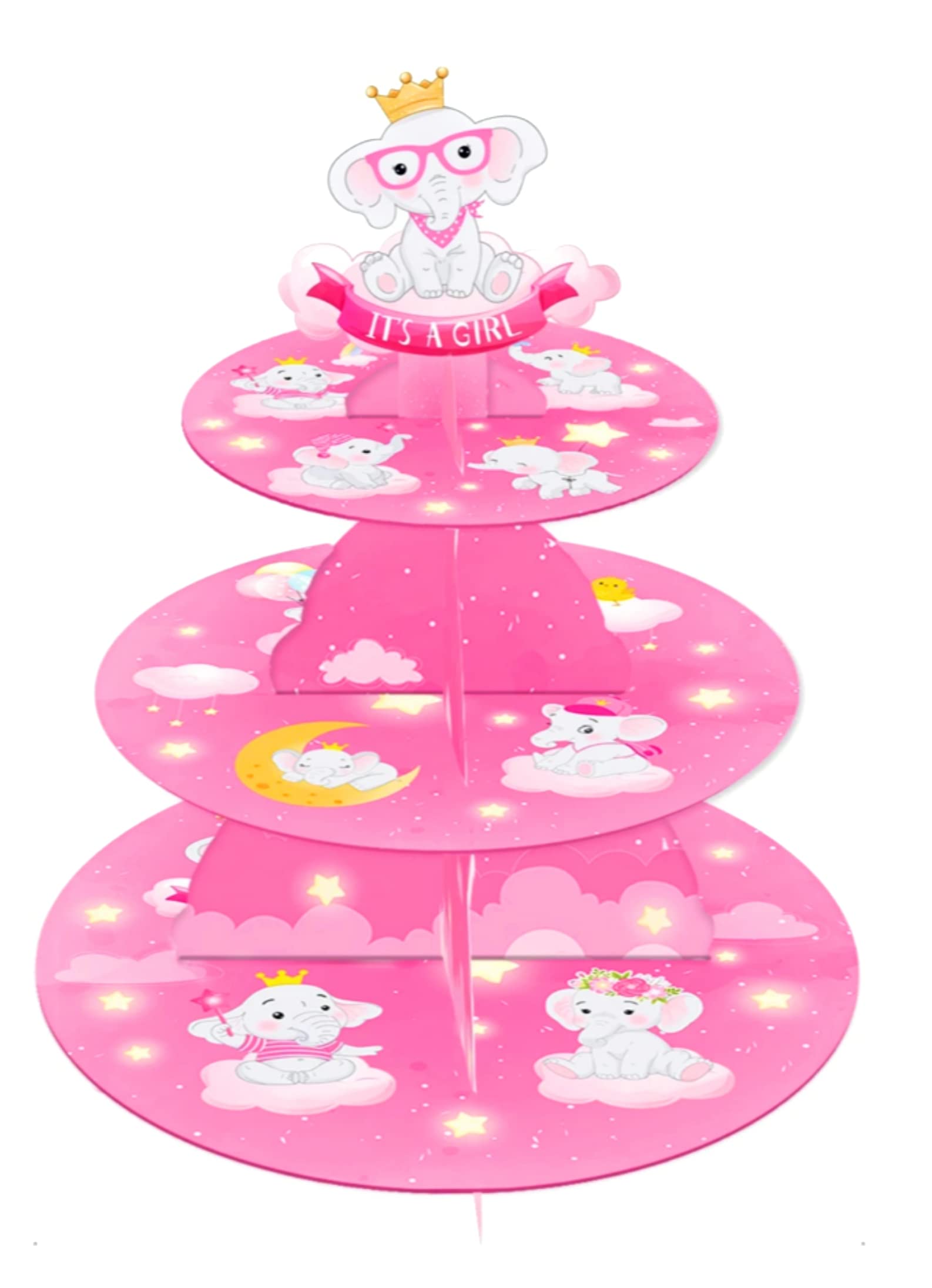 3 Tier Cake Stand, 3 Tier Cardboard Cake Stand, Birthday Party Cake Stand, Baby Shower Cake Stand, Birthday Party Cupcake Stand (Baby girl)
