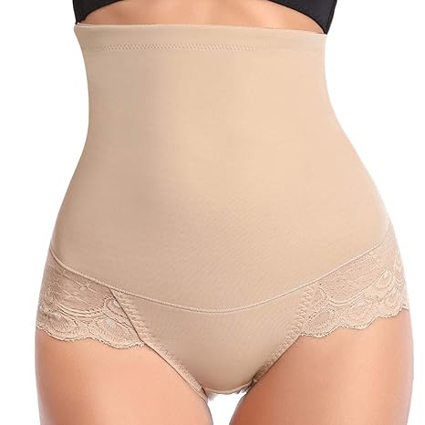 Woweny Unterhosen Spitze Damen Hohe Taille Miederhosen Elastisch Frauen Slips Panties Bauchweg Miederslips Taillenformer Unte