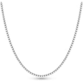 BRIJEWNES 925 Sterling Silver Clasp 2mm Box Chain Necklace for Women Diamond Cut Silver Chain Necklace for Women 16 18 20 22 24 26 30 Inches