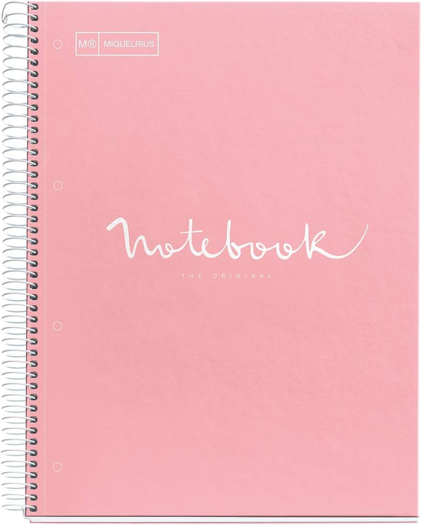 Miquelrius, A4 Notebook Emotions, 80 Sheets 90 g/m², Horizontal Ruled 7 mm, 1 Colour Strip, Micro-Perforated Spiral