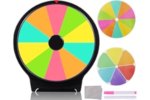 Hooomyai 10" Tabletop Mini Spinning Prize Wheel with Heavy Duty Plastic Base, Spinner Double Side Surfaces, Dry Erase Markers and Eraser for Fortune Spin Game in Party Pub Trade Show Carnival