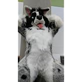 PROPSCOS Long Fur Fox Dog Husky Mascot Costume Furry Suit Fursuit Party Suit