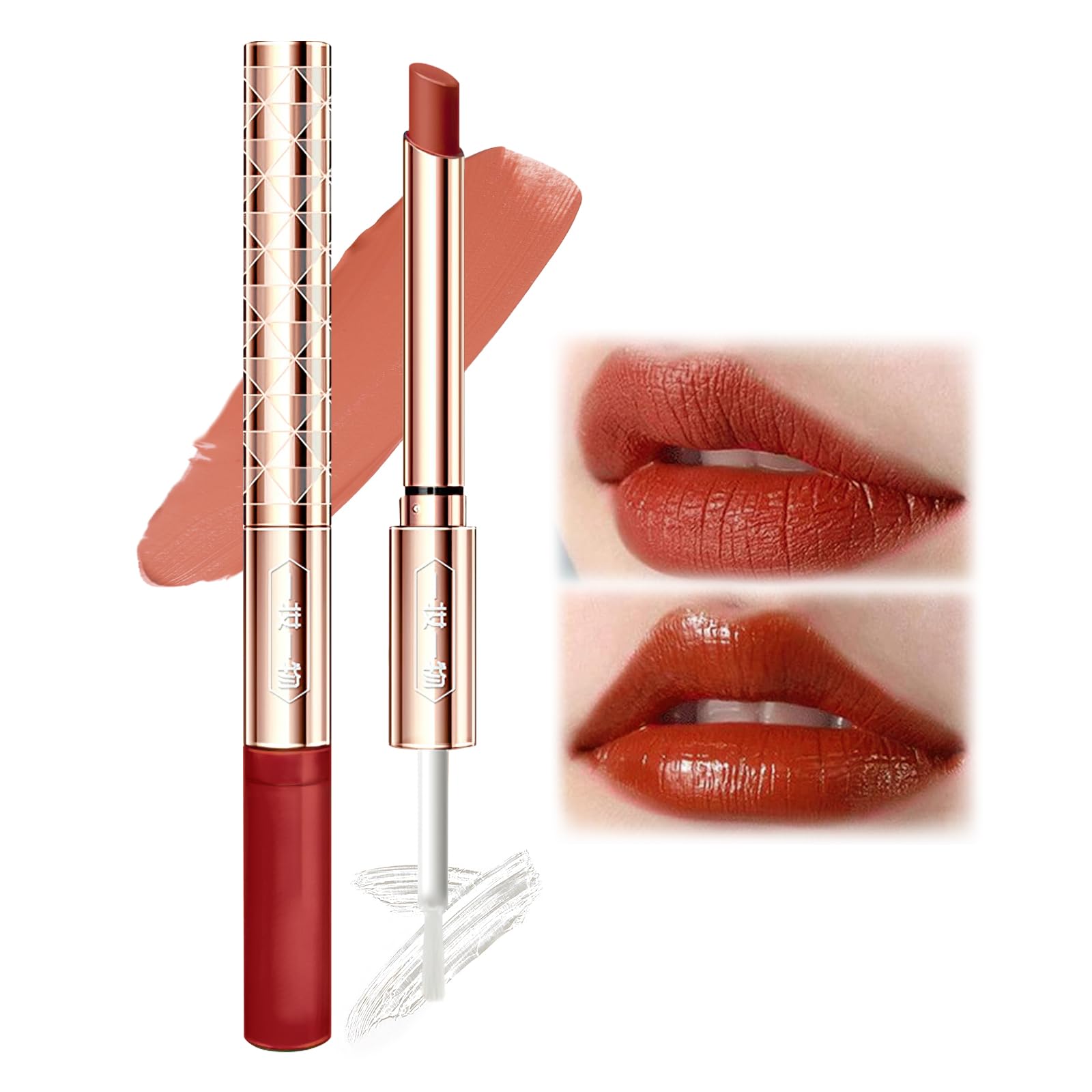 Matte Long Lasting Lipstick - Double Headed Lipstick Dual Purpose Raincoat Lipstick, Waterproof Non Stick Cup Non Fading Lip Gloss, Longlasting Lipstick Care Gifts for Girls and Women (Y04#, 4g)