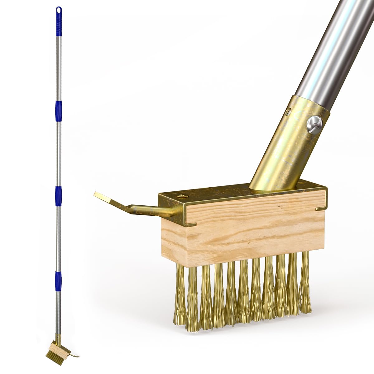 PCVANLEY 150CM Stainless Steel Moss Remover Puller Garden Brush Brush Tool, Fit For Cleaning Deck Paver Walkway,Block Paving