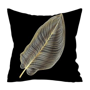 Dicomi Gold Pflanze Polyester Kissenbezug Drücken Sofakissenbezug Home Decor 45 x 45 cm