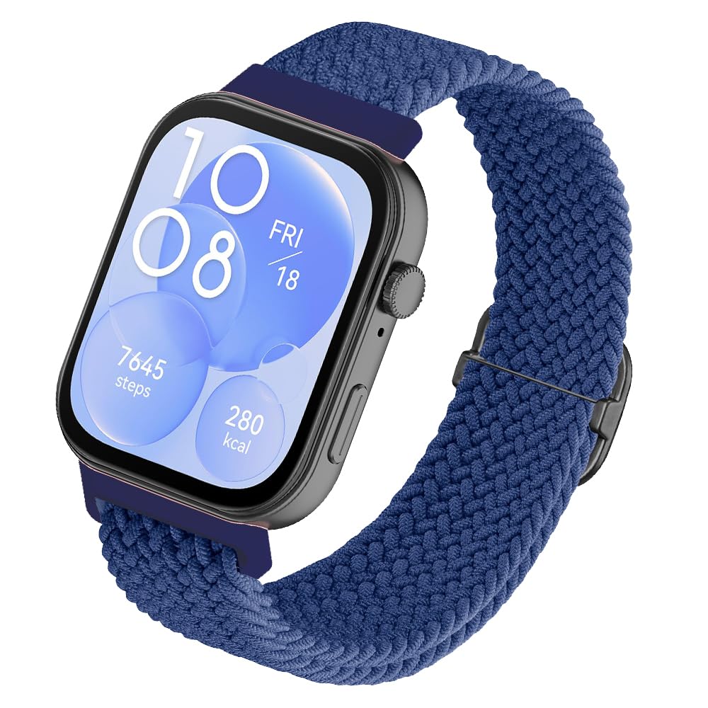 SeNool Strap Compatible with Huawei Watch Fit 4/Fit 4 Pro/Fit 3, [Nylon Braided Watch Band] [Soft, Breathable, Durable, Light], Replacement Bracelet for Huawei Watch Fit 4/Fit 4 Pro/Fit 3 - Blue