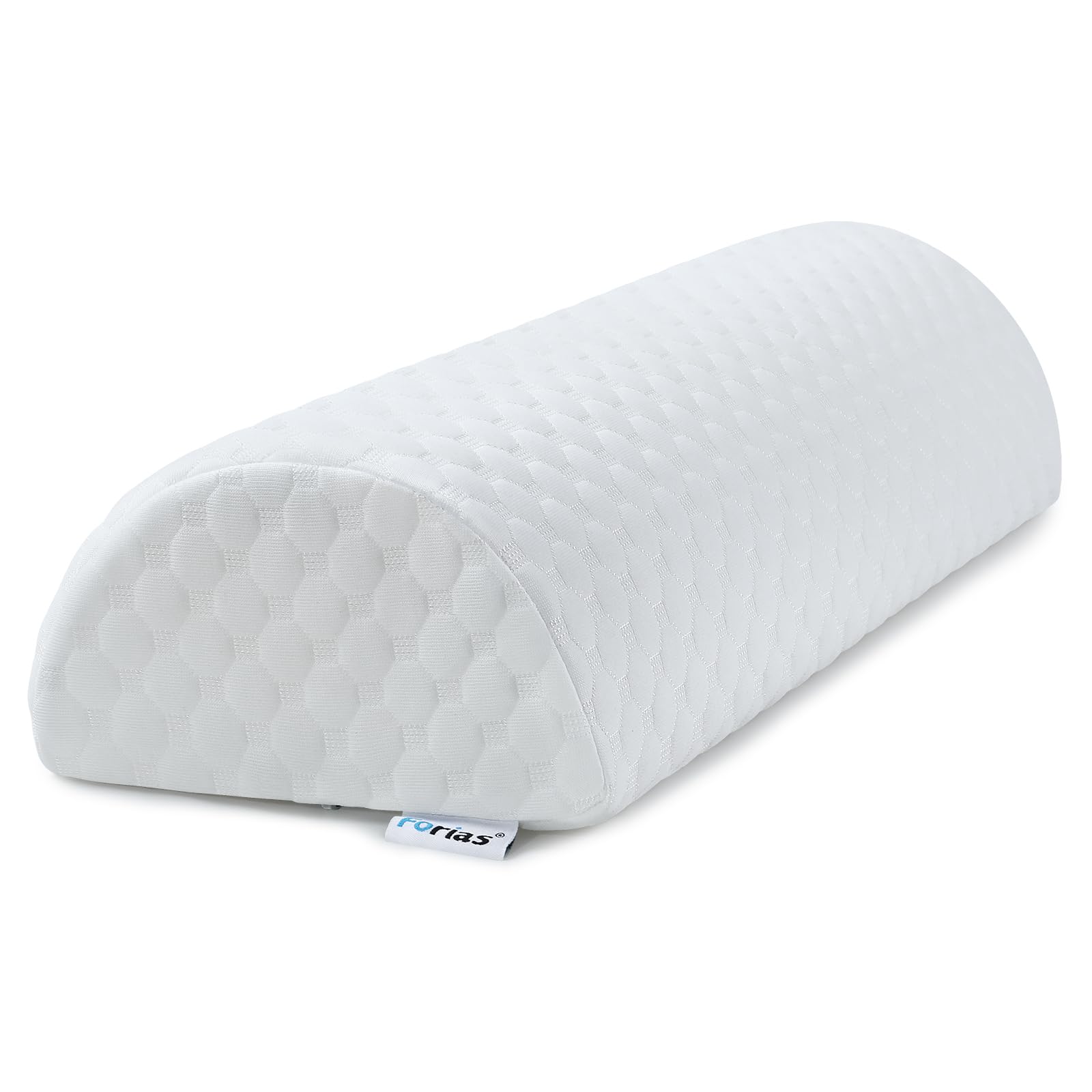 Forias Knee Pillow for Back Sleeping, Memory Foam Leg Pillow for Side Sleeping Bolster Pillow for Legs Elevation Half Moon Leg Elevation Pillow for Knee Lumbar Support, Ankle Rest and Foot Comfort