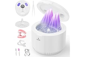 PUFTEM Ultrasonic Retainer Cleaner Machine, 45kHz Dental Cleaning Pod for Dentures, Aligners, Mouth Guards, Night Guards, Jewelry, Toothbrush, 5/10/15-Minute Timer, 200ML