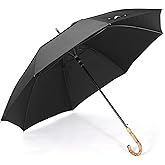 ZEKAR Wood/Bamboo J-Handle Premium Stick Umbrella | 54 & 62 inch | Windproof Large Classic Rain for Men Women | Unique UK Style | 300T Fabric