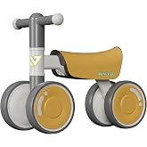 WinHope Baby Balance Bike for 1 Year Old Boys Girls, 4-Wheel First Bike | Designed for 12-36 months with 4 silent wheels, soft seat, 135-degree steering limit, and no-pedal beginner riding.