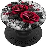Gothic Red Roses Garden Flower Pattern PopSockets Adhesive PopGrip