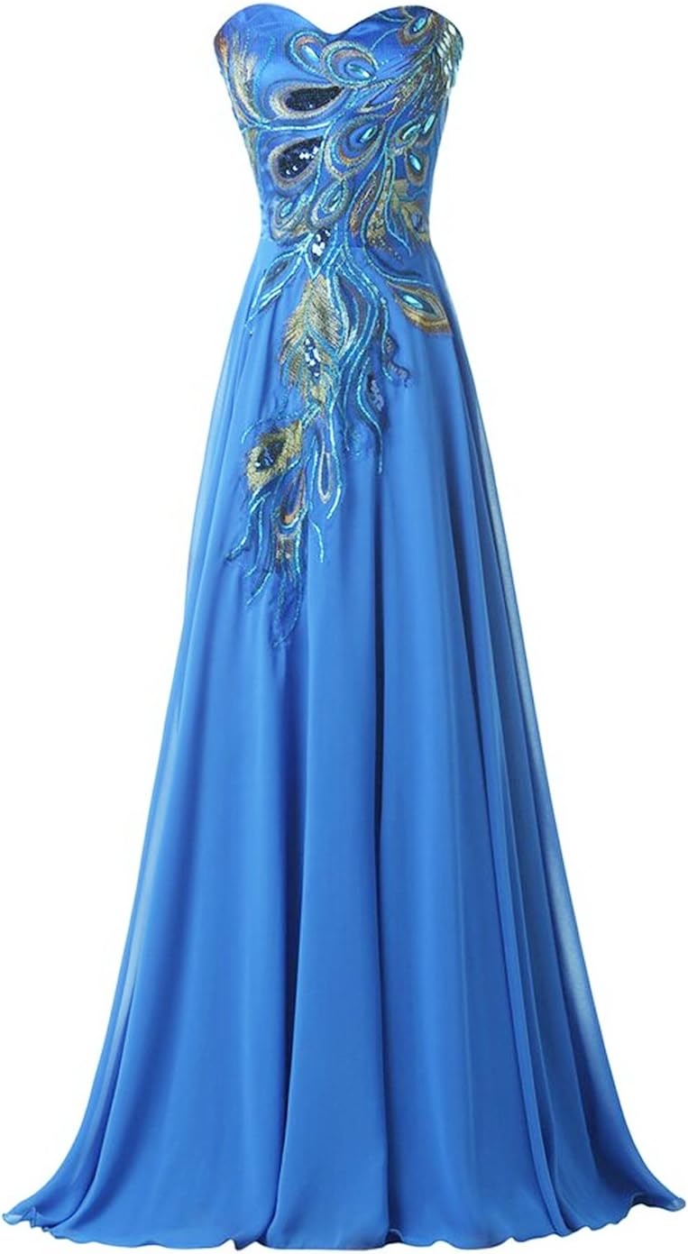 Rzlmin Women's Long Elegant Evening Dress Embroidery Prom Gown RLF001