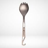 FlipFuel Titanium Spork &ndash; Ultralight Backpacking &amp; Camping Utensil, Reusable Travel &amp; EDC Spork with Multi-Function Hook