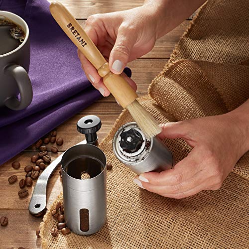 Bretani Manuelle Kaffeemühle – gebürsteter Edelstahl mit einstellbarer konischer Mahlmühle für Tropfkaffee, Espresso… – Bild 7