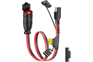 KarlKers SAE Extension Cord Compatible with NOCO Genius Smart Battery Chargers, 16AWG SAE Adapter with 20A Fuse Waterproof Plugs, SAE Connector Cable for Motorcycle/ATV/UTV/Auto/Car (1FT)