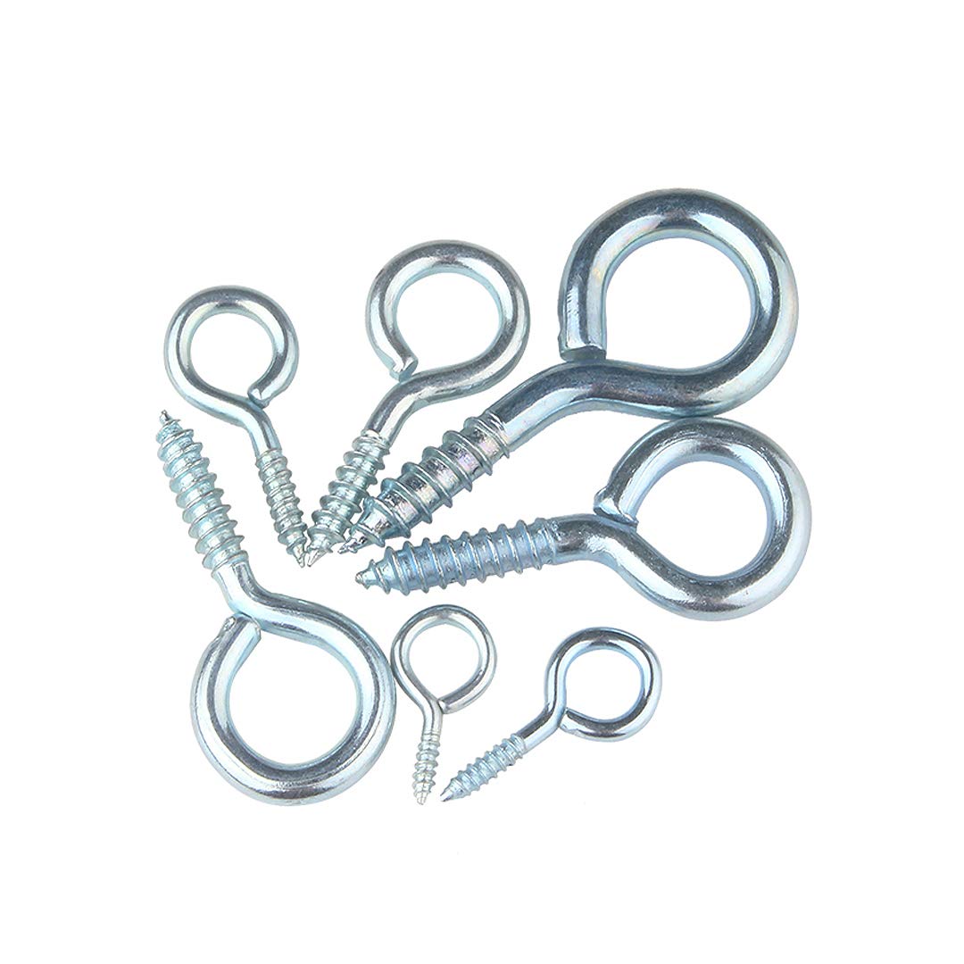 BOZONLI Eye Screw Hooks Eye Bolts, Zinc Plated Screw-in Hooks, Self-Tapping Screw Hanging Hooks Ring Lifting Eyebolt, Total length 35mm,50pcs