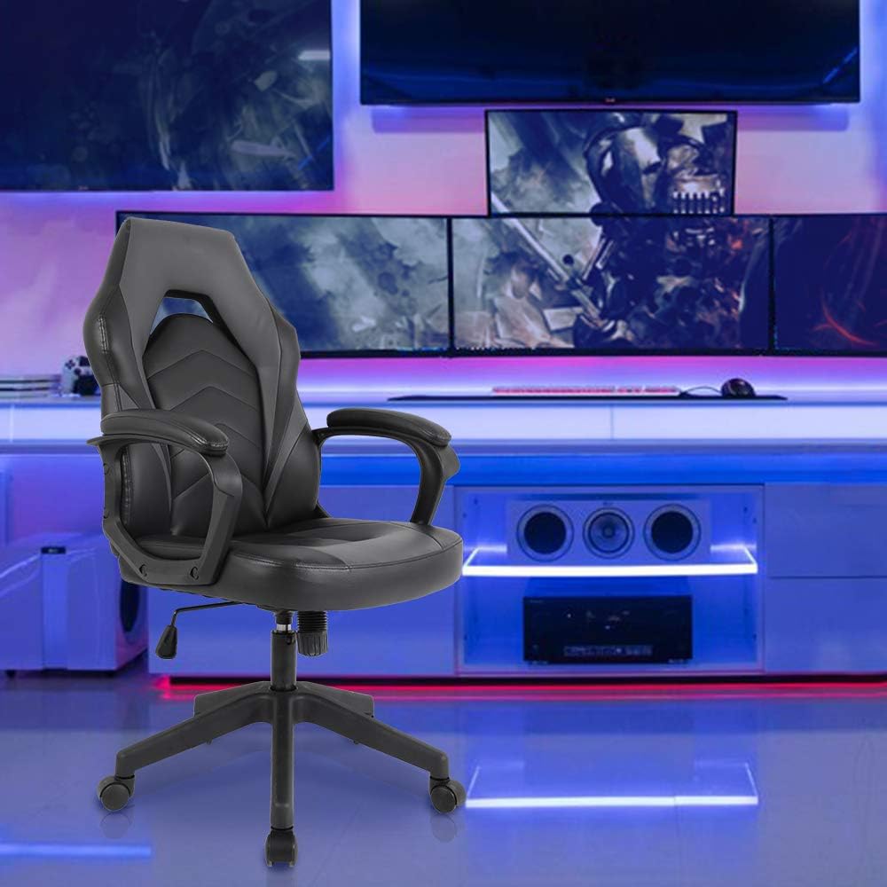 SMUGCHAIR Racing Gaming Chair Executive Bonded Leather Computer Office Chair with Adjustable Height and Padding Armrest: Furniture & Decor