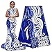 pqdaysun 5 Yards African Net Lace Fabrics Nigerian French Fabric Embroidered and Rhinestones Guipure Cord Lace F50378 (Royal Blue)