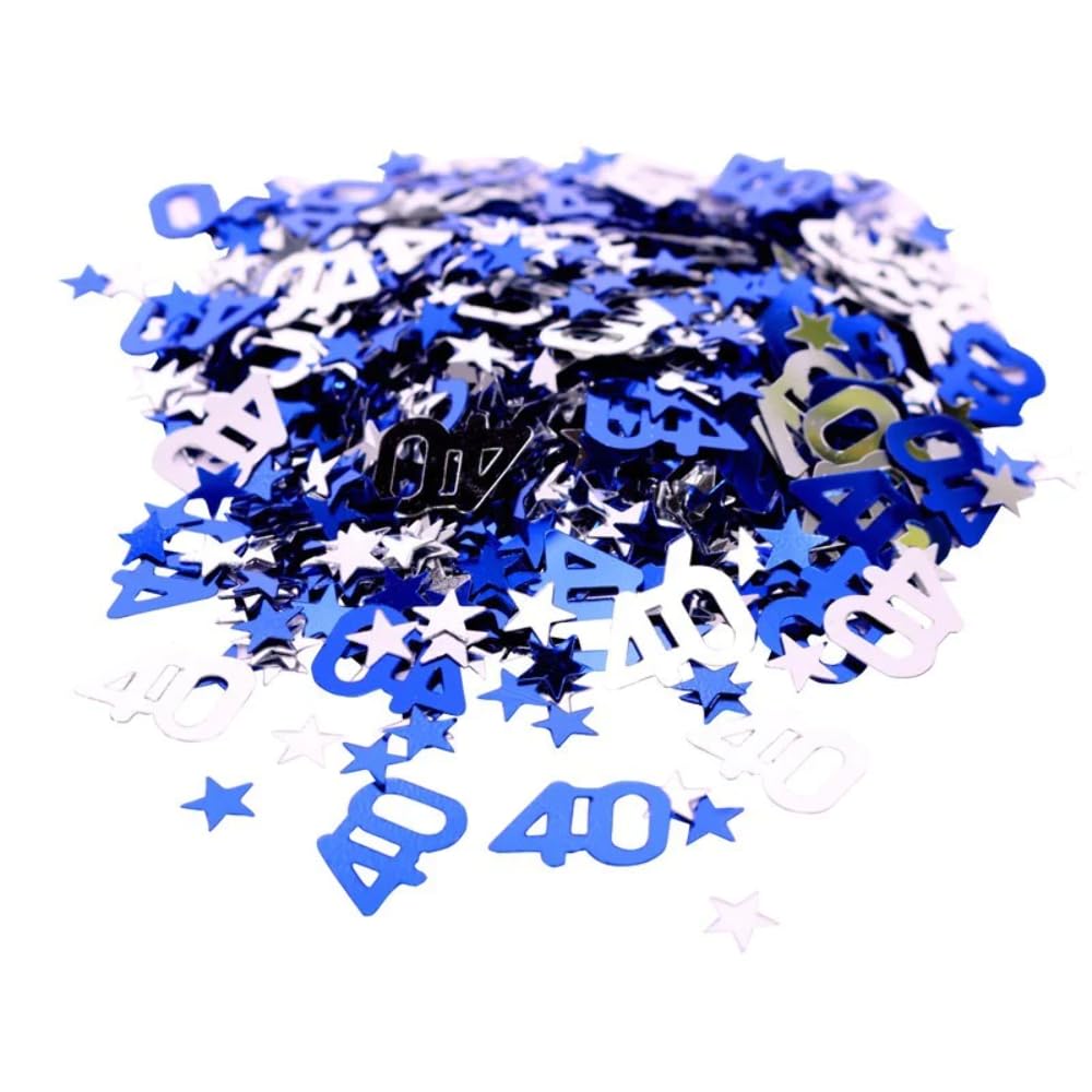 40th Age 40 Blue Confetti with Stars