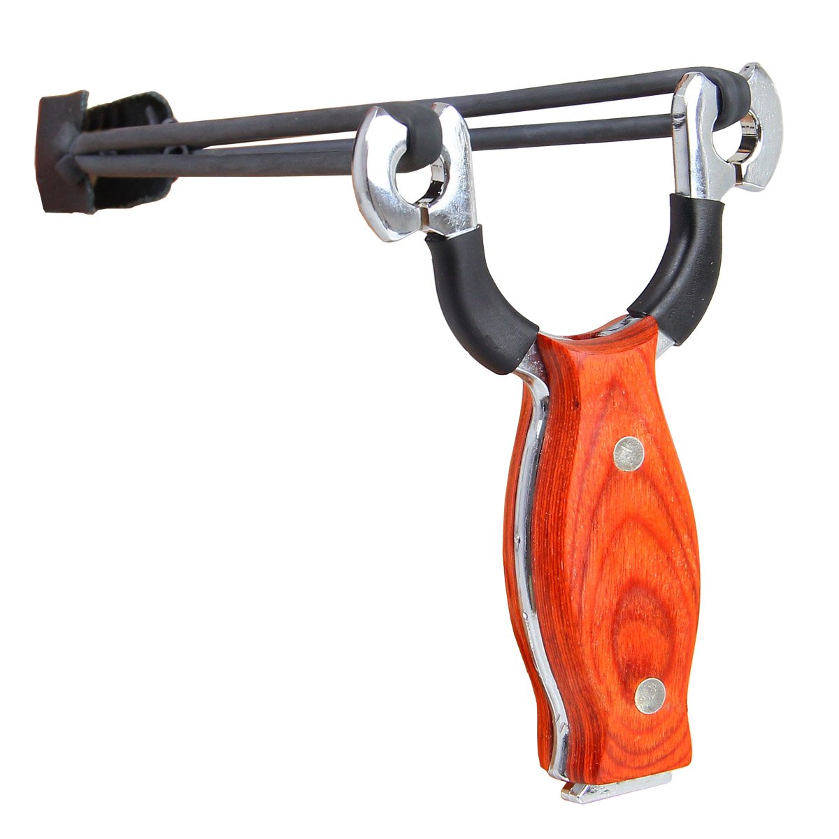 VERRY100AXE Pro Wood Handle Stainless Steel Slingshot