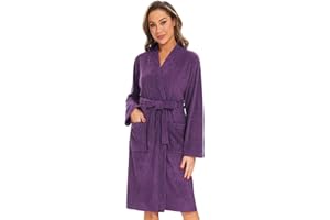 ROSYLINE Bath Robes for Women Terry Cloth Bathrobe Knee Length Bath Gown Soft Kimono Robes