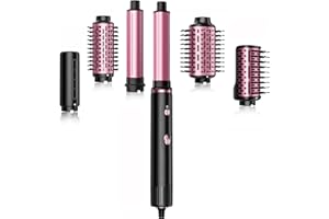 SKIMI Hair Dryer Brush and Blow Dry Brush, Multi-Hot Air Styler with 110000RPM Brushless Motor, Hot Air Brush for Fast Drying Curling Volumizing Straightening & Styling, High-Speed (Black&Blush Red)
