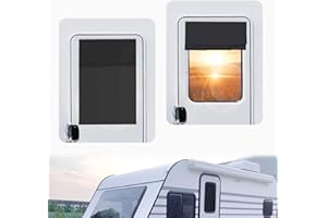 E-HAO RV Door Window Shade (16" W x 26" L) with Velcro,RV Blackout Door Window Curtain, UV Rays Protection Camper Trailer Door Window Cover, Washable Thickened Polyester (Black)