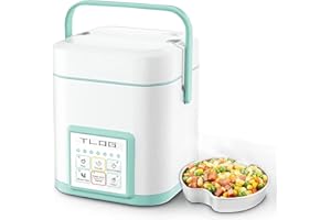 [New Version]TLOG Mini Rice Cooker 2.5 Cups Uncooked,1.2L Portable Rice Cooker, Travel Rice Cooker Small for 1-2 People, Pers