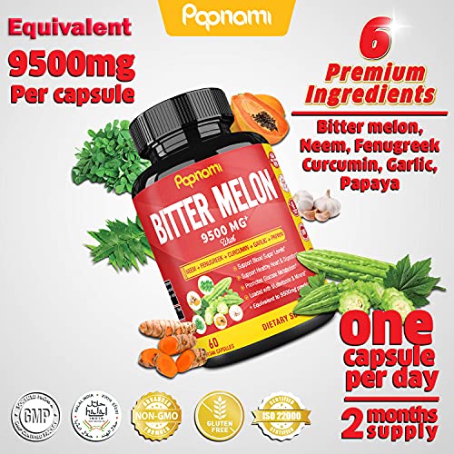 Organic Bitter Melon Extract Capsules 9500mg with Neem, Fenugreek