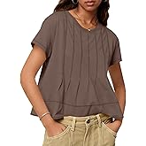 Tankaneo Womens Babydoll Tops Short Sleeve Peplum Pleated Summer T-Shirts Casual Loose Fit Flowy Tshirts 2026